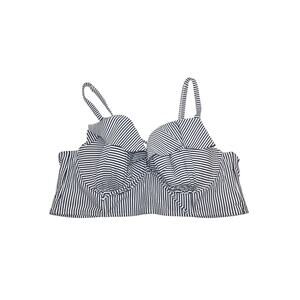 Cacique Swim Lane Bryant Blue & White Stripe Nautical Plunge Swim Bikini Top 46D